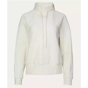 Varley Maceo Mock Neck Textured Sweatshirt Ivory Pullover Women Size Small Cozy
